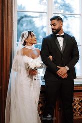 Fabulous White Mermaid Strapless Off-The-Shoulder Long Sleeves Lace Sweep Train Wedding Dress