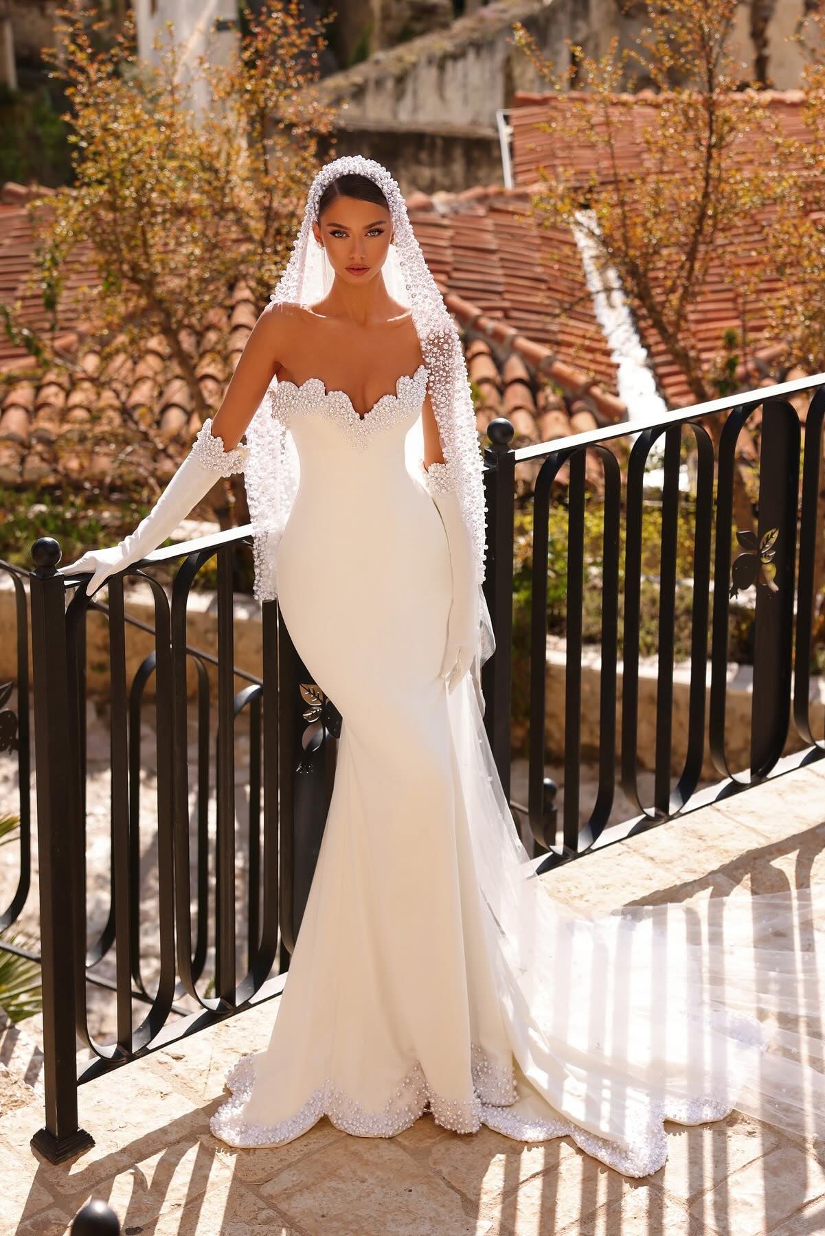 Fabulous White Mermaid Sweetheart Sleeveless Beaded Sweep Train Satin Wedding Dress With Pearls
