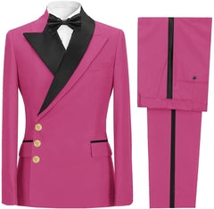 Fancy Fuchsia Peaked Lapel Men's Prom Suit