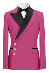 Fancy Fuchsia Peaked Lapel Men's Prom Suit