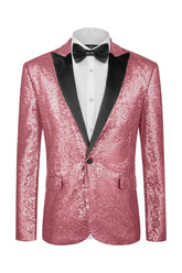 Fancy Rose Gold Sequins Peaked Lapel Prom Suit Ensemble