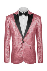 Fancy Rose Gold Sequins Peaked Lapel Prom Suit Ensemble