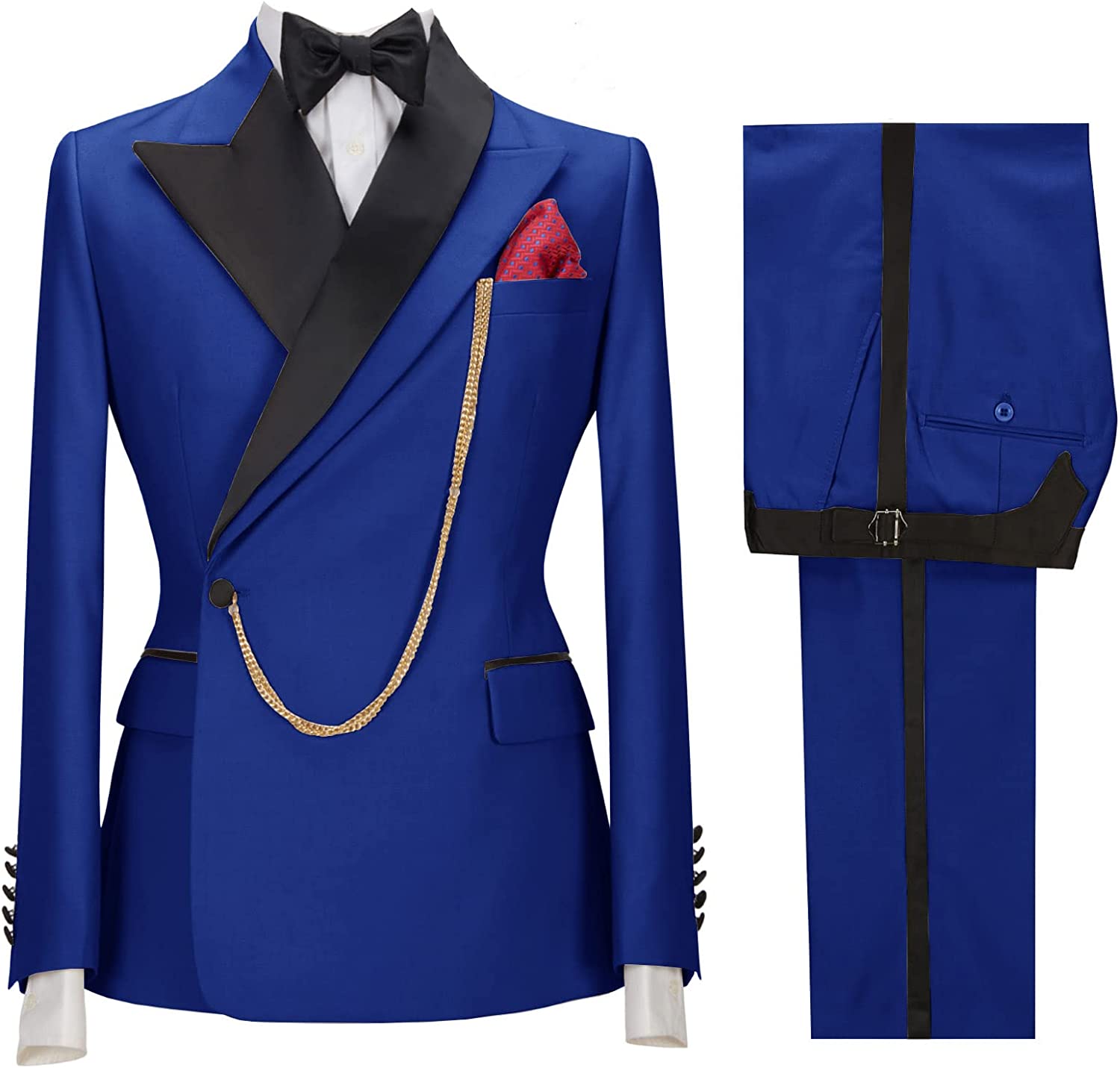 Fancy Royal Blue Peaked Lapel Two-Piece Prom Suit