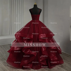 Fashion Classic Burgundy Spaghetti Strap V-neck Sleeveless Prom Dresses