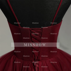 Fashion Classic Burgundy Spaghetti Strap V-neck Sleeveless Prom Dresses