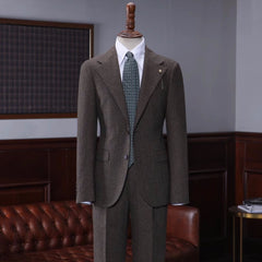 Fashion Coffee Peaked Lapel Men's Prom Suit