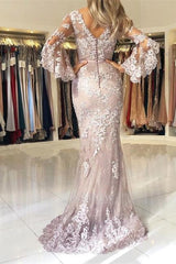 Fashion Evening Dresses Long Lace With Sleeves Floor-Length Evening Wear Prom Evening Dresses