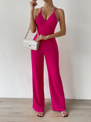 Fashion Gorgeous Fuchsia Spaghetti-Straps Summer Party Jump Suit