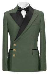 Fashion Green Peaked Lapel Men's Prom Suit
