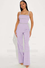 Fashion Green Square Neck Spaghetti-Straps Slim Fit Jump Suit