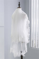 Fashion Tulle Lace Lace Applique Edge 1.7*1.5M Wedding Veils