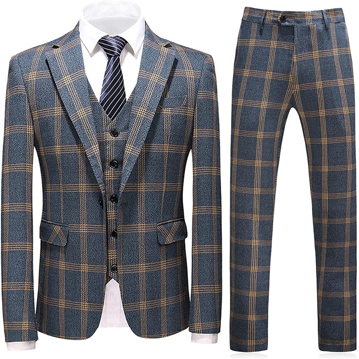 Fashionable Gray Notch Lapel Three-Piece Business Suit