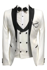 Fashionable Ivory Peaked Lapel Three-Piece Prom Suit