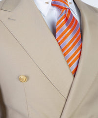 Fashionable Khaki Double Breasted Peak Lapel Business Men’s Suits