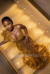 Fashionable Long Burgundy Mermaid One Shoulder Sleeveless Beaded Evening Dress with Appliques