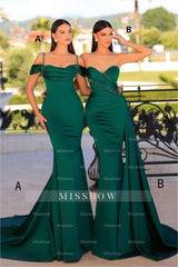 Fashionable Long Dark Green Mermaid Sleeveless Beading Satin Prom Evening Dresses