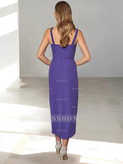 Feathered Jacket Tea-Length Mother of the Bride A-Line/Princess Dresses