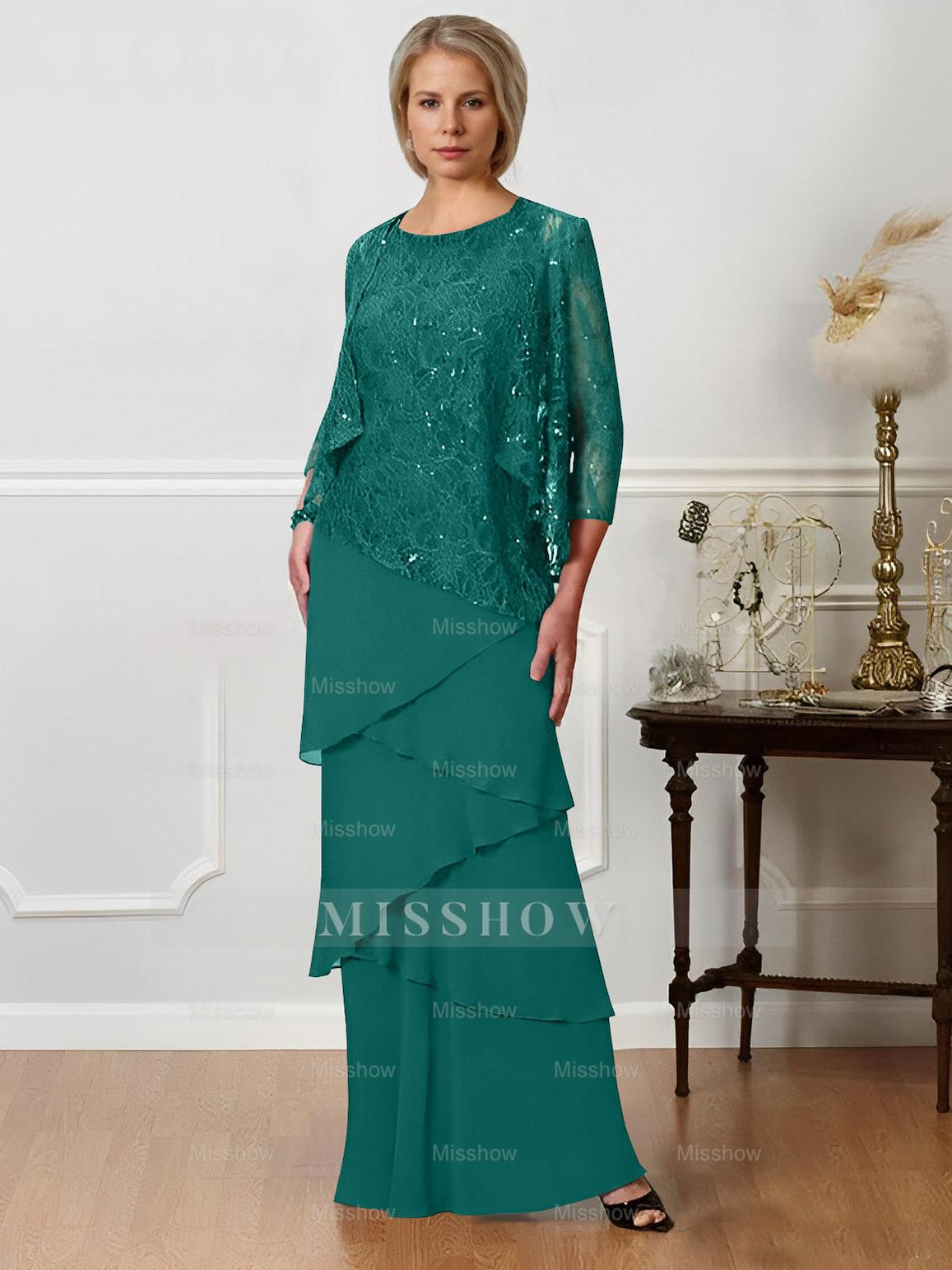 Floor-Length A-Line Mother of the Bride Dresses with Jewel Neck