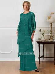 Floor-Length A-Line Mother of the Bride Dresses with Jewel Neck