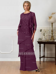 Floor-Length A-Line Mother of the Bride Dresses with Jewel Neck