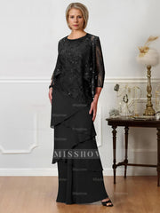 Floor-Length A-Line Mother of the Bride Dresses with Jewel Neck