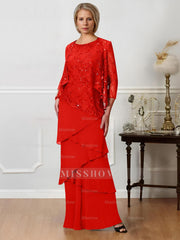 Floor-Length A-Line Mother of the Bride Dresses with Jewel Neck