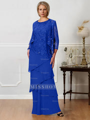 Floor-Length A-Line Mother of the Bride Dresses with Jewel Neck