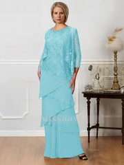 Floor-Length A-Line Mother of the Bride Dresses with Jewel Neck
