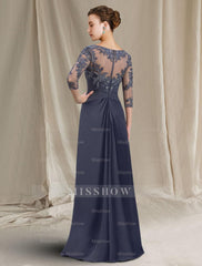 Floor-Length A-Line Mother of the Bride Dresses with Jewel Neckline