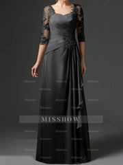 Floor-Length A-Line Princess Gown with Square Neck and Half Sleeves