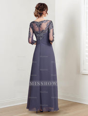 Floor-Length Mother of the Bride Dresses with A-Line and Princess Scoop Necklines