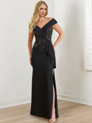 Floor-Length V-Neck Sheath/Column Gowns for Mothers of the Bride