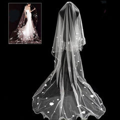 Floral Cute Elegant Tulle Pencil Edge 3*1.5M Wedding Veils