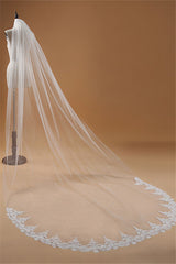 Floral Elegant Tulle Lace Applique Edge 3*1.5M Wedding Veils with Comb