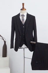 Formal All Black Three Pieces Slim Fit Custom Men’s Business Suit