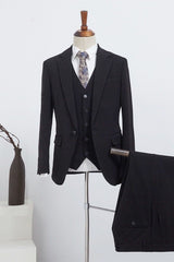 Formal All Black Three Pieces Slim Fit Custom Men’s Business Suit