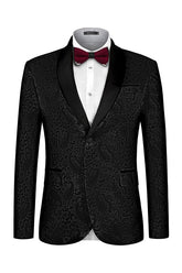 Formal Black Jacquard Shawl Collar Men's Wedding Ensemble