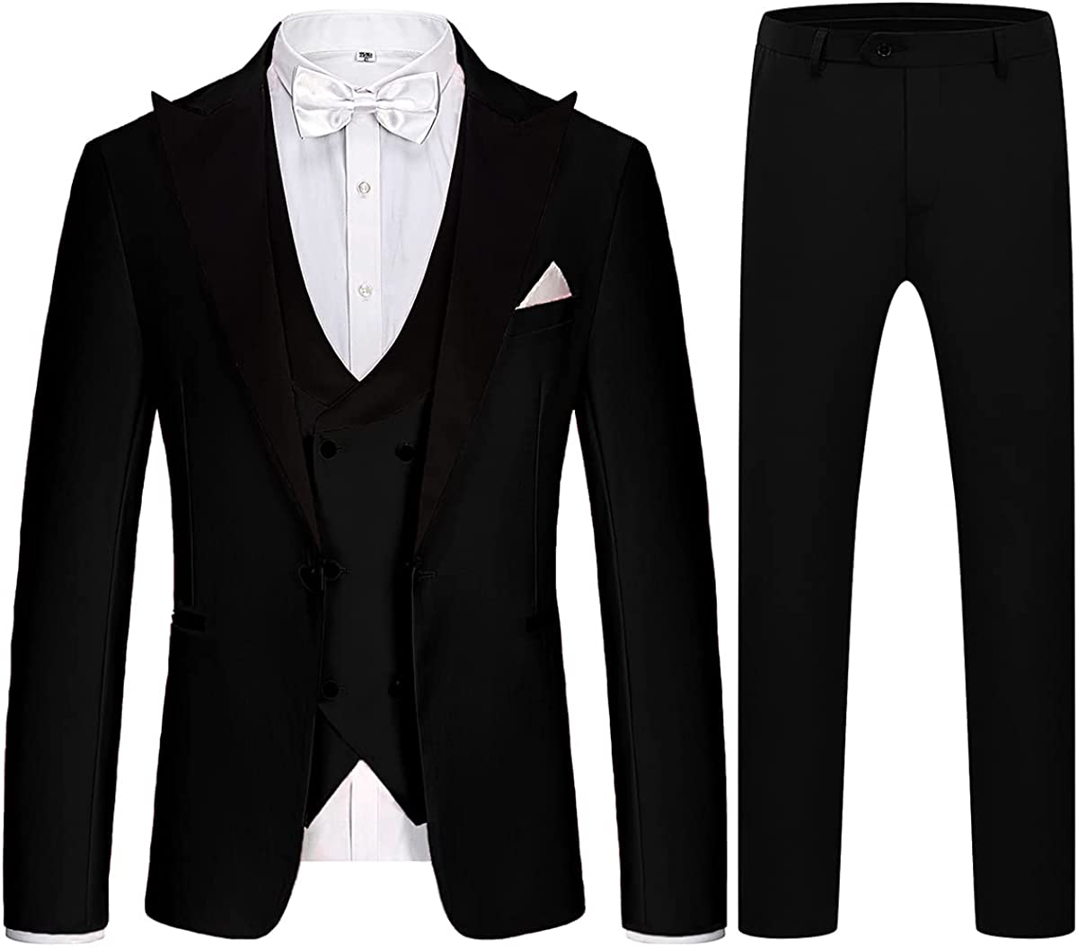 Formal Black Peak Lapel Men's Business Suit
