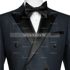 Formal Black Peaked Lapel Double-Breasted Evening Wear