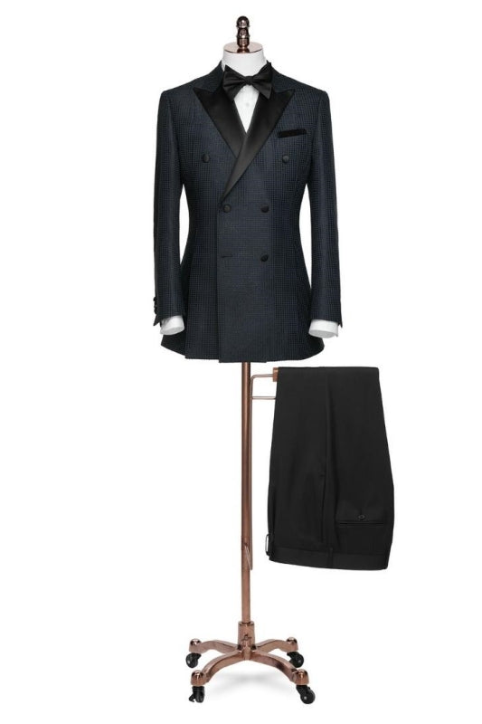 Formal Black Peaked Lapel Double-Breasted Evening Wear