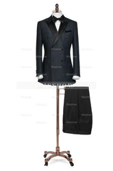 Formal Black Peaked Lapel Double-Breasted Evening Wear