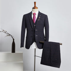 Formal Black Plaid Slim Fit Custom Men’s Business Suit