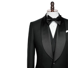 Formal Black Shawl Lapel Three-Piece Suit for Weddings