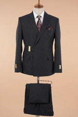 Formal Black Slim Fit Peaked Lapel Two-Piece Prom Suit