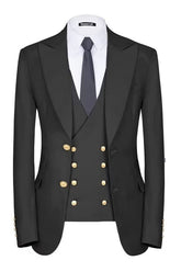 Formal Black Three-Piece Single-Breasted Men's Business Suit