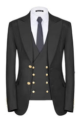 Formal Black Three-Piece Single-Breasted Men's Business Suit