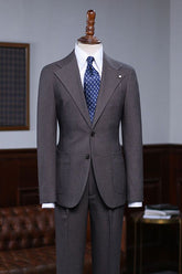 Formal Coffee Notched Lapel Two Button Custom Business Suit