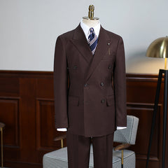 Formal Coffee Peak Lapel Double Breasted Business Suit