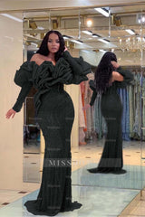 Formal Dress Purple Bubble Sleeves Long Strapless Sequins Beading