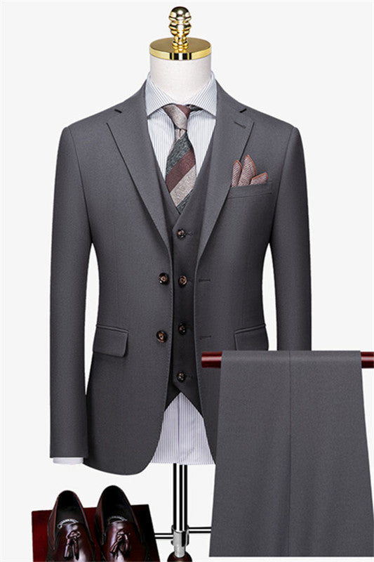 Formal Gray Three-Piece Fashion Business Suit